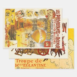 Antikes Grand Fete Fair Paris Plakat Geschenkpapier Set