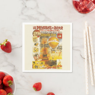 Antikes Grand Fete Fair Paris Plakat Serviette