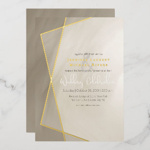 antikes Graugold-Rahmentypografie Hochzeit Gold Folieneinladung