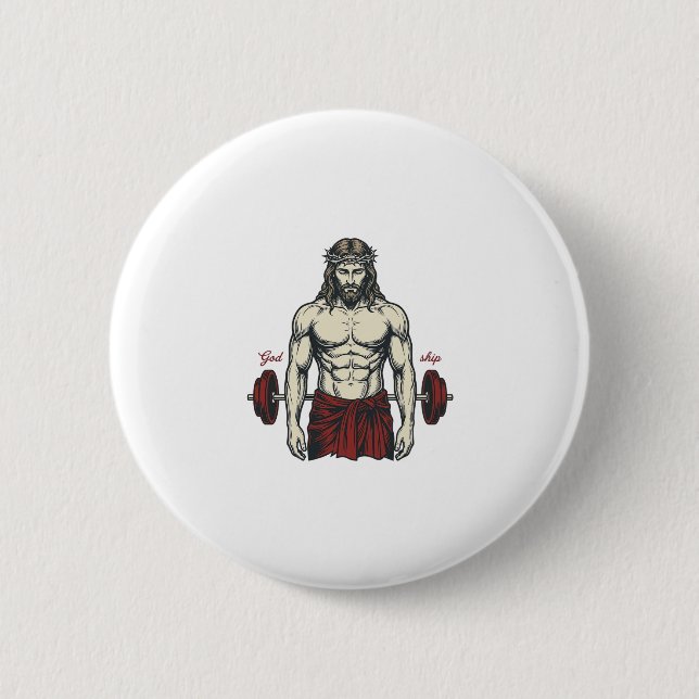 Antikes graviertes Glauben Stärke Grafikdesign_1 Button (Vorderseite)