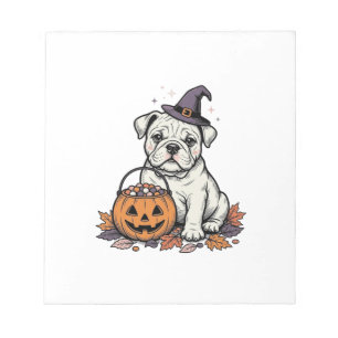 Antikes graviertes Halloween-Bulldogg-Kürbisdesign Notizblock