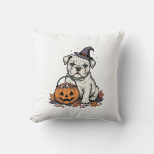 Antikes graviertes Halloween-Bulldoggen-Kürbisdesi Kissen