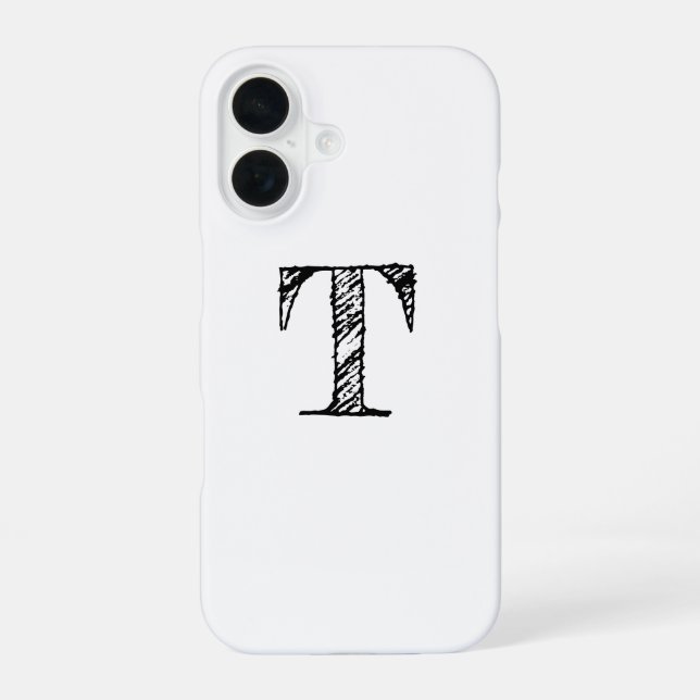 Antikes graviertes Monogramm iPhone 16 Hülle (Rückseite)