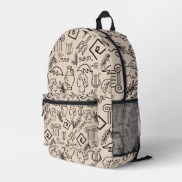 Antikes Griechenland Linienkunstmuster Bedruckter Rucksack