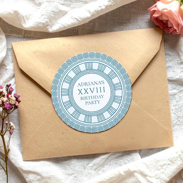 Antikes Griechenland thematisches Party mit blauen Runder Aufkleber (Von Creator hochgeladen)