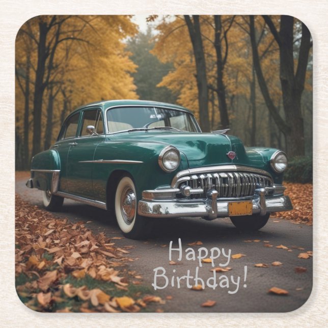 Antikes grünes Auto Rechteckiger Pappuntersetzer (Vorderseite)