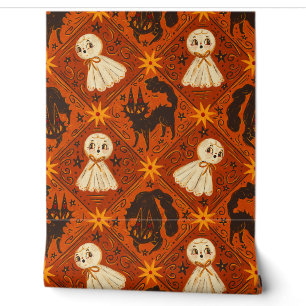 Antikes Halloween Ghost & Black Cats Harlequin Tapete