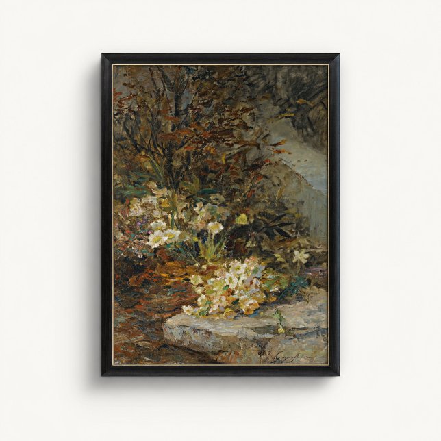 Antikes Hellebore-Gartenwandposter Poster (Hellebore Garden Wall Art Poster - close-up view (frame/decor not included))