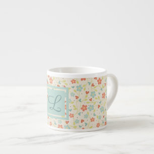 Antikes Helles Frühlings Schönes Florales Monogram Espressotasse