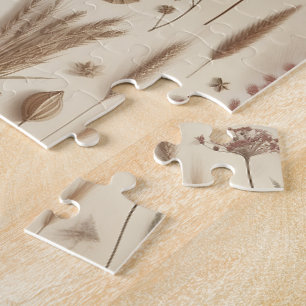 Antikes Herbarium gepresste Blumen Botanik-Puzzle