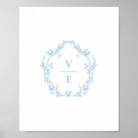 Antikes Himmelblau Monogramm Wappen zur Hochzeit