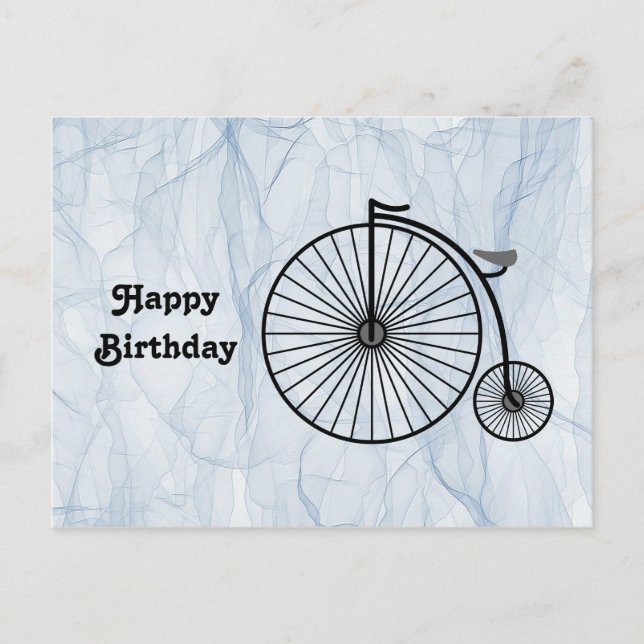 Antikes Hoch-Rad zum Geburtstag Postkarte (Vorderseite)