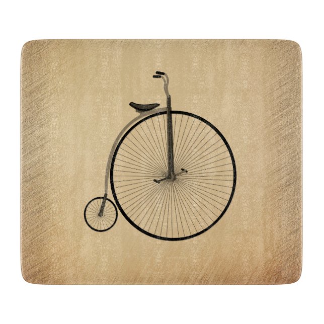Antikes Hochrad-Fahrrad Rustikal Schneidebrett (Vorderseite)