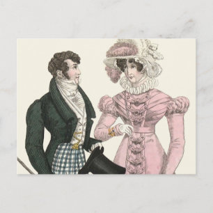 Antikes Hochzeitspaar 1823 Mann Frau Mode Postkarte