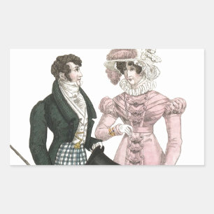 Antikes Hochzeitspaar 1823 Mann Frau Mode Rechteckiger Aufkleber