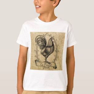 Antikes Hühner-Burlap T-Shirt