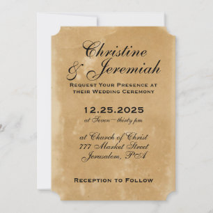 Antikes Imitat Perchment Textur Einfache Hochzeit Einladung