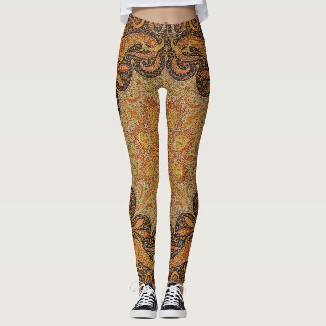 Antikes indisches Boteh Muster Leggings (Vorderseite)