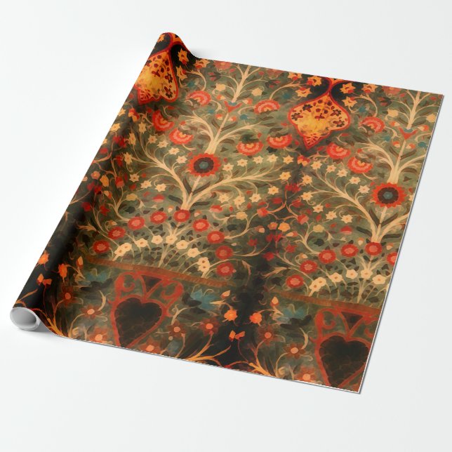 Antikes indisches Textildesign Geschenkpapier (Ungerollt)