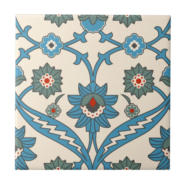 Antikes Iznik-Blumenmuster Fliese (Vorderseite)