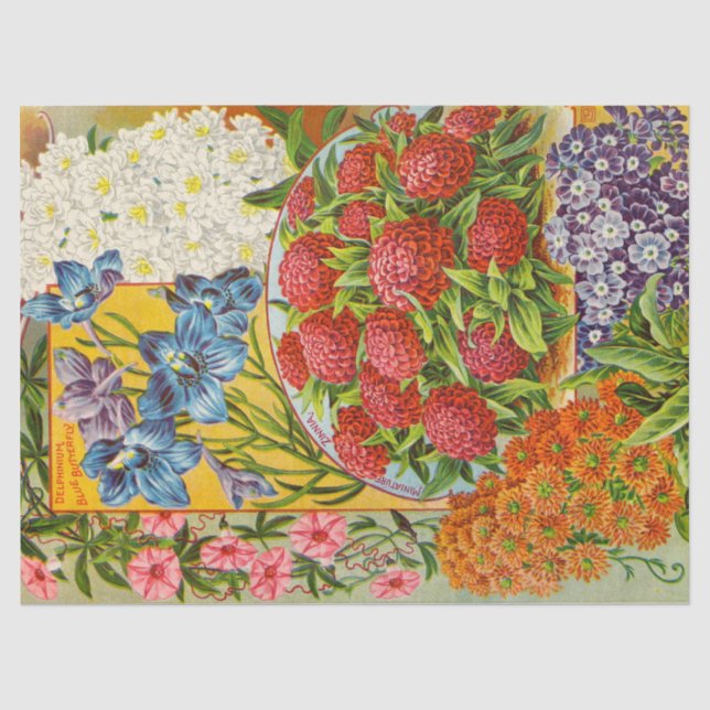 Antikes Jahrbuch-Blumen-Seidenpapier Seidenpapier (Vorderseite)