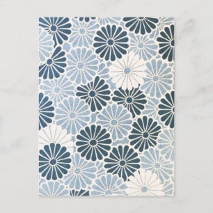 Antikes Japanisches Chrysantheme Blau und Weiß Postkarte