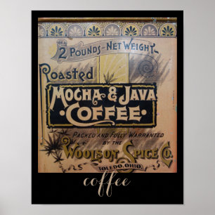 antikes Kaffee-Dosen-Plakat in Braun Poster