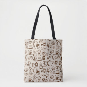 Antikes Kaffee Shop Linienkunstmuster Warmes Beige Tasche