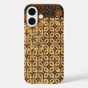 Antikes Kaffeebohnen-Geometrisches Batikmuster iPhone 16 Hülle