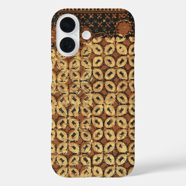 Antikes Kaffeebohnen-Geometrisches Batikmuster iPhone 16 Hülle (Rückseite)