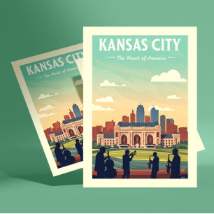 Antikes Kansas City Postkarte