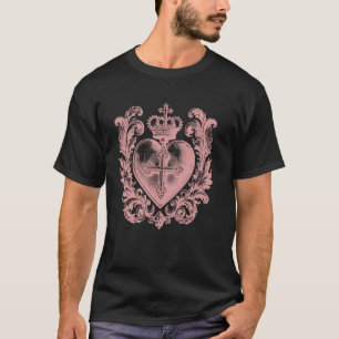 Antikes katholisches Ex-Voto-Herz - Rosa T-Shirt