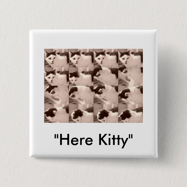 Antikes Kätzchen/Schwarz-Weiß-Foto Button (Vorderseite)