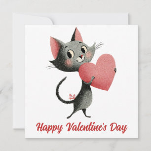 Antikes Katze & Herz Valentinstag Karte