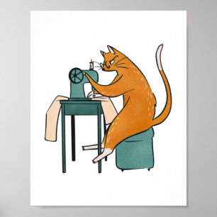 Antikes Katzennähen Poster