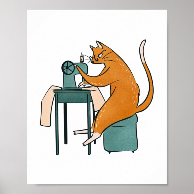 Antikes Katzennähen Poster (Vorne)