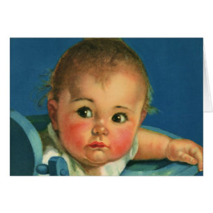 Antikes Kind, süßes Baby Mädchen oder Junge im Hoc