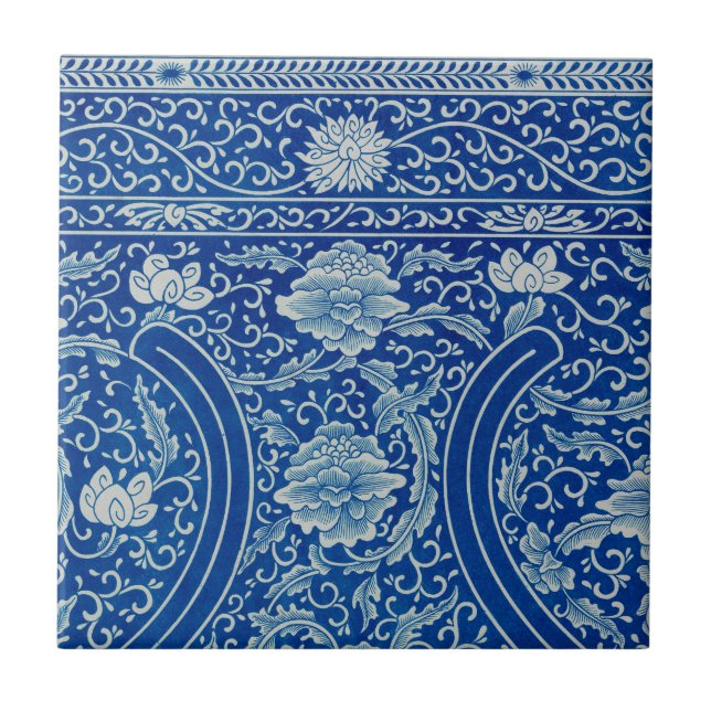 Antikes klassisches chinesisches Blumenmuster Coba Fliese (Vorderseite)