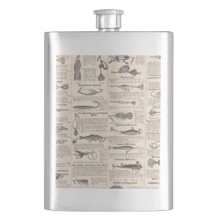 Antikes Köderkatalog-Seite Vintage-Druck Flachmann