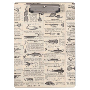 Antikes Köderkatalog-Seite Vintage-Druck Klemmbrett