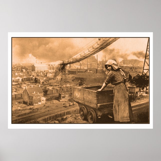 Antikes Kohlebergbaubild Poster (Vorne)