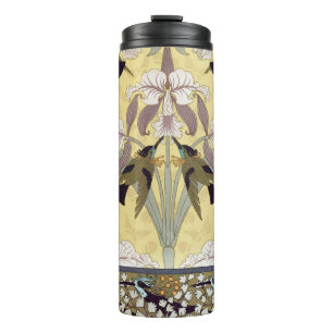 Antikes Kolibris-Orchis Art Nouveau Muster Thermosbecher