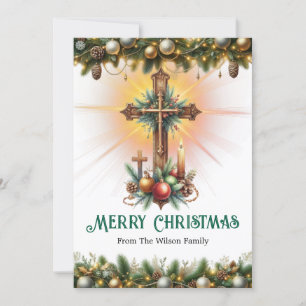 Antikes Kreuz mit festlichen Akzenten, Weihnachten