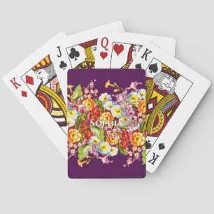 Antikes Kunst Blumenmuster Frühlingsblumen Primel Spielkarten