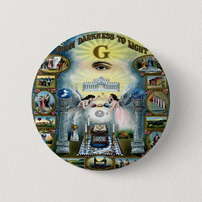Antikes Kunsthandwerk Freimaurerei Masonic Hazen Button (Vorderseite)