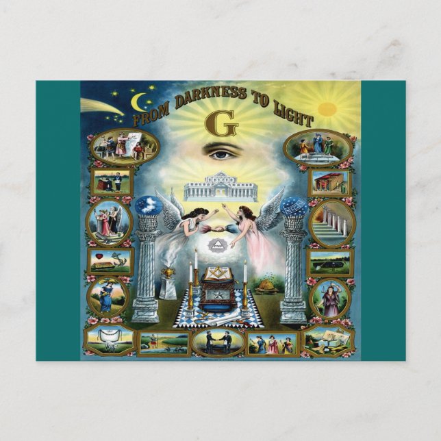 Antikes Kunsthandwerk Freimaurerei Masonic Hazen Postkarte (Vorderseite)