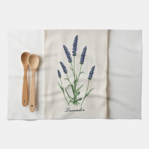 Antikes Lavendel Botanisches Wasserfarben Leinen Geschirrtuch