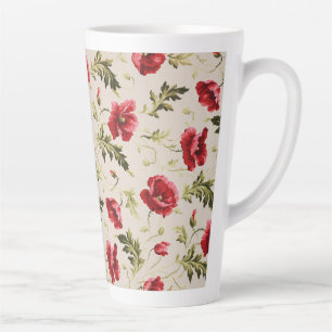 Antikes leuchtend rotes Mohnblumenmuster Milchtasse