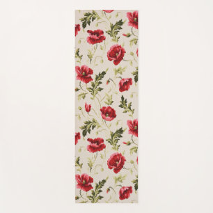 Antikes leuchtend rotes Mohnblumenmuster Yogamatte