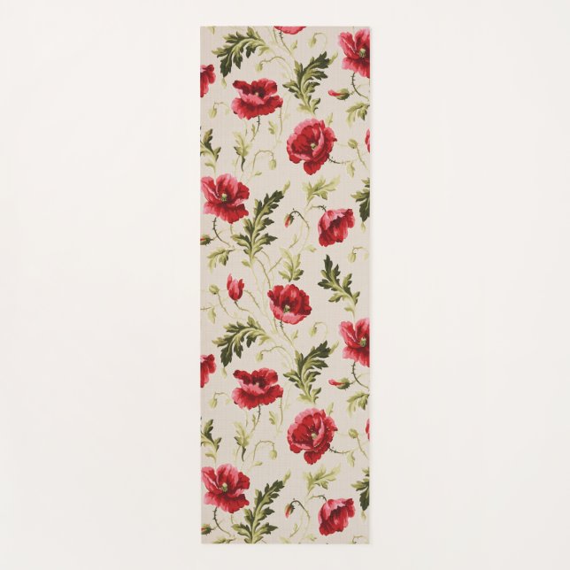 Antikes leuchtend rotes Mohnblumenmuster  Yogamatte (Vorderseite)